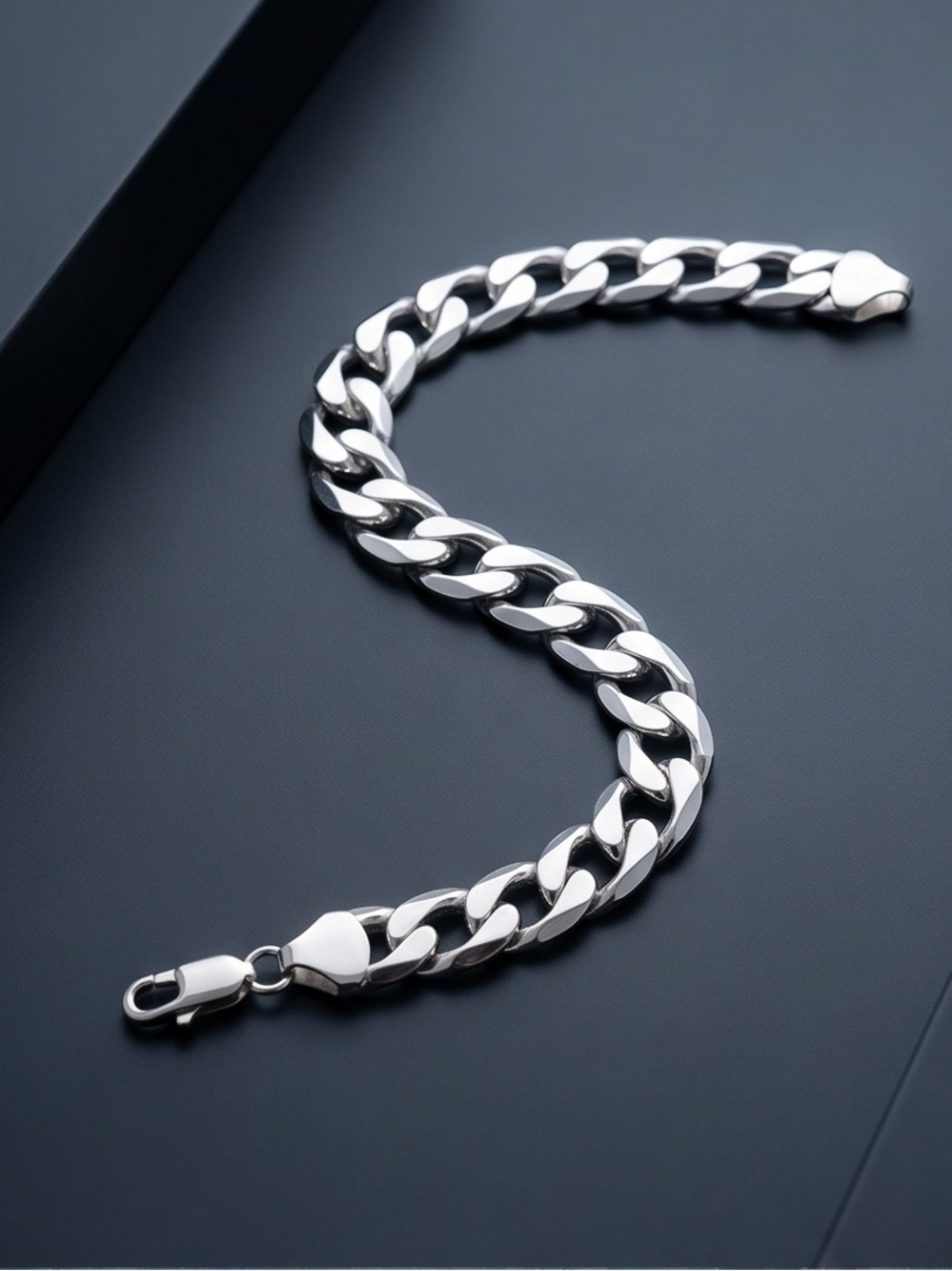 Men's 925 SilverCuban Link Bracelet - Polished Chain